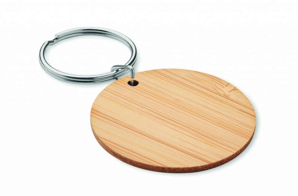 Logo trade promotional products picture of: Round bamboo key ring Pieksämäki