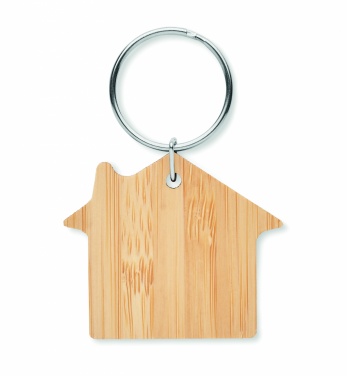 Logotrade promotional products photo of: House shaped bamboo key ring Järvenpää