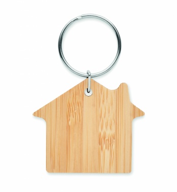 Logotrade advertising product picture of: House shaped bamboo key ring Järvenpää
