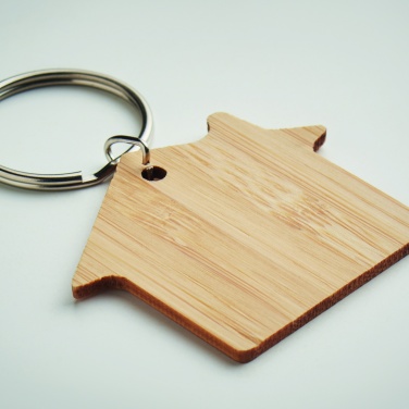 Logotrade promotional gift picture of: House shaped bamboo key ring Järvenpää