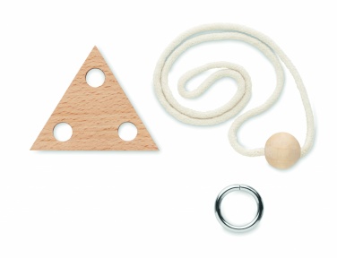 Logo trade advertising products image of: Wooden brain teaser triangle