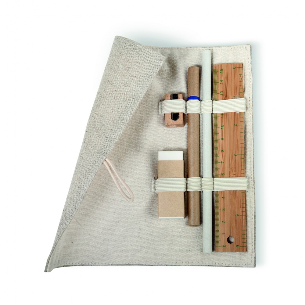 Logo trade business gifts image of: Stationary set in cotton pouch