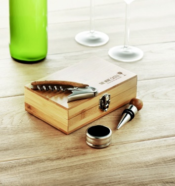 Logo trade advertising product photo of: Wine set in bamboo box