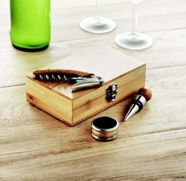 Logo trade promotional items picture of: Wine set in bamboo box