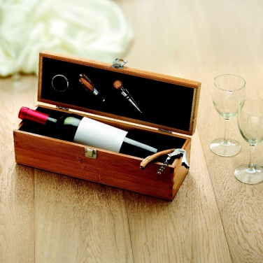 Logo trade promotional items picture of: Wine set in bamboo box