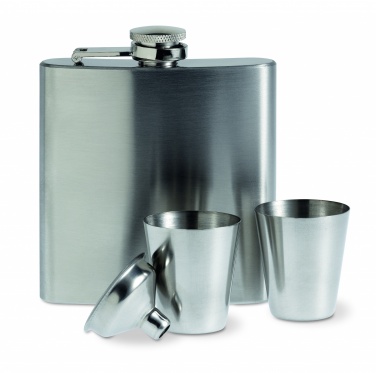Logotrade promotional item image of: Slim hip flask w 2 cups set