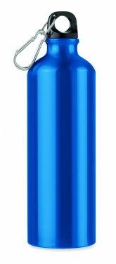 Logo trade promotional items image of: Single-walled 750 ml aluminum bottle with a carabiner and customizable printing