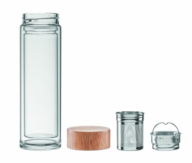 Logo trade advertising product photo of: Double wall glass bottle 400ml München