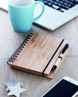 Logo trade business gift photo of: Bamboo notebook with pen lined BAMBLOC