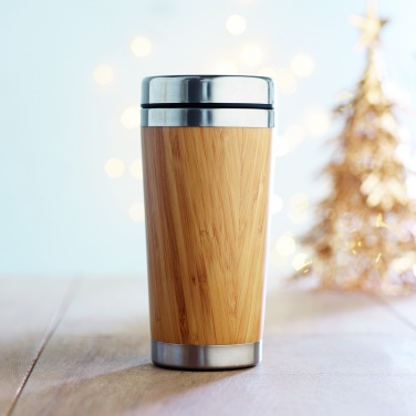 Logotrade corporate gift image of: Double wall bamboo flask 430ml