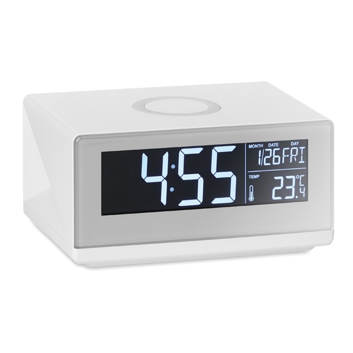 Logo trade promotional gifts picture of: LED clock & wireless charger5W