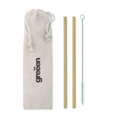 Logo trade business gift photo of: Bamboo Straw w/brush in pouch
