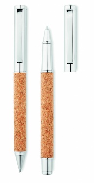Logotrade promotional giveaway picture of: Metal Ball pen set in cork box