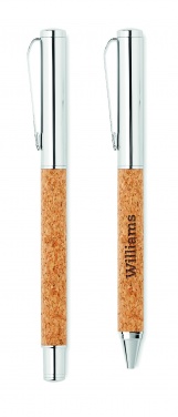 Logo trade promotional item photo of: Metal Ball pen set in cork box