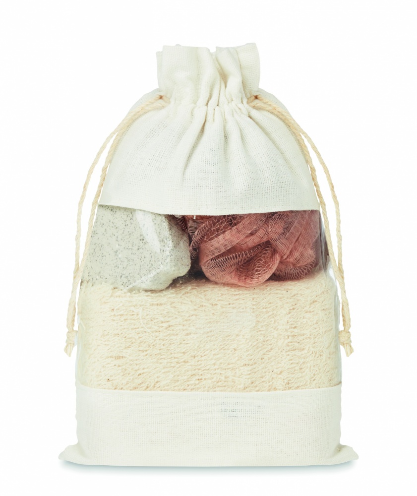 Logo trade promotional giveaways picture of: Bath set in cotton pouch