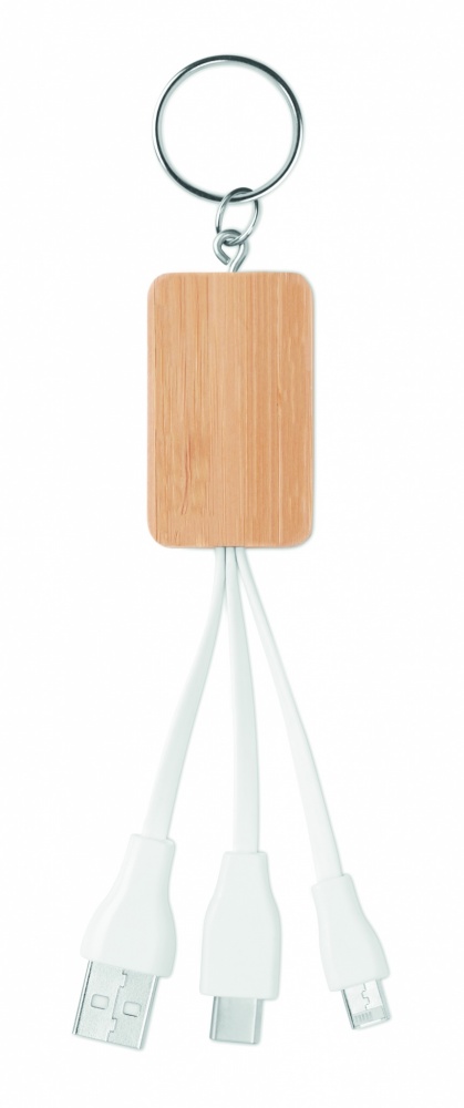 Logo trade advertising products image of: Bamboo 3-in-1 cable