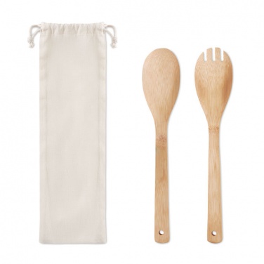 Logo trade advertising products image of: Set bamboo utensils salad
