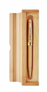 Logo trade promotional giveaways picture of: Bamboo twist-action ballpoint pen in a box
