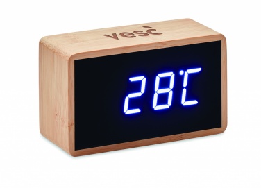 Logotrade promotional product picture of: LED alarm clock bamboo casing Düsseldorf