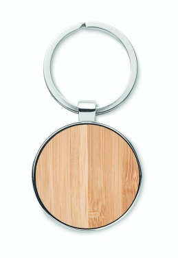 Logo trade advertising product photo of: Round key ring metal bamboo Dobele