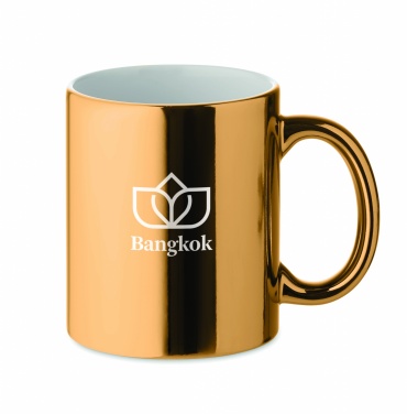 Logo trade business gifts image of: Ceramic mug metallic 300 ml