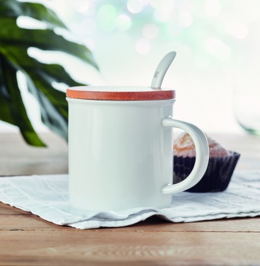 Logo trade promotional items image of: Porcelain mug with spoon