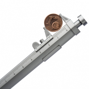 Logotrade promotional gift picture of: Plastic ballpen with sliding calliper PRESCOT