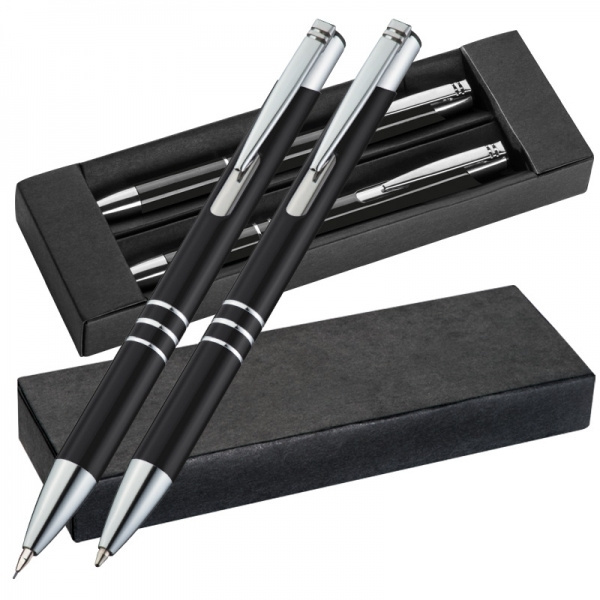 Logo trade advertising products picture of: Metal writing set CLAREMONT