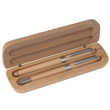 Logotrade promotional products photo of: Wooden writing set ballpen and roller INDIANAPOLIS