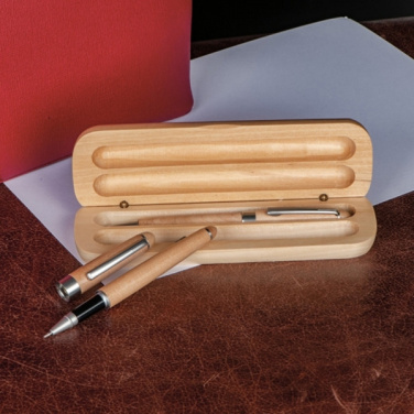 Logotrade promotional merchandise picture of: Wooden writing set ballpen and roller INDIANAPOLIS
