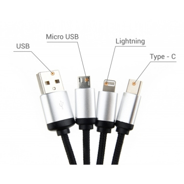 Logo trade promotional merchandise photo of: 3in1 cable with enlighted logo for engraving, RXD-368