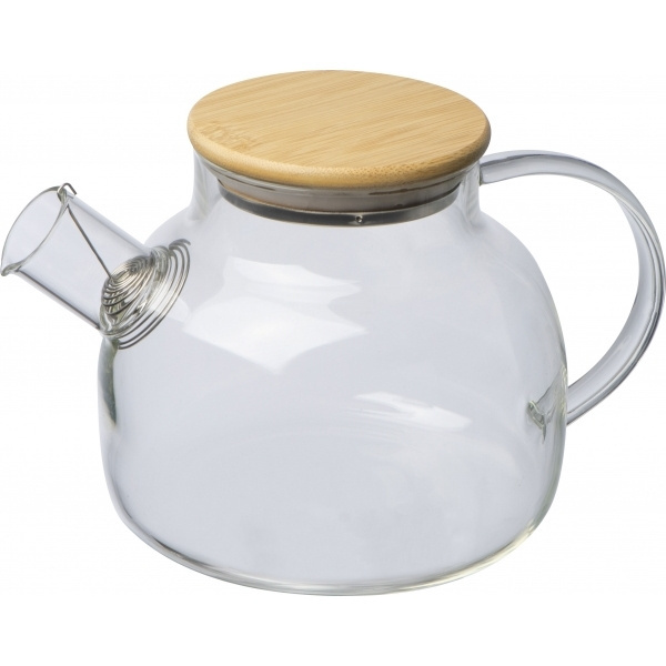 Logo trade promotional giveaways image of: Glass jug with bamboo lid FRANKFURT 1000ml
