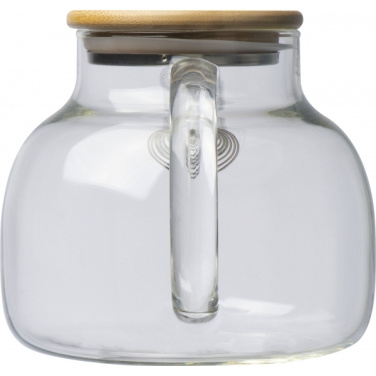 Logo trade promotional merchandise image of: Glass jug with bamboo lid FRANKFURT 1000ml