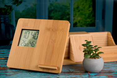 Logotrade promotional merchandise photo of: Bamboo weather station GRANADA