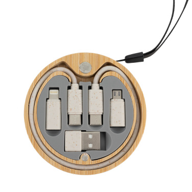 Logo trade promotional item photo of: 4in1 cable in wooden case, LH-ZM01