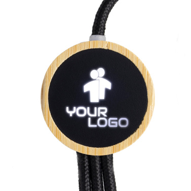 Logotrade promotional item image of: 3-in-1 cable with elighted logo in a wooden casing, LH-ZMU06