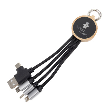 Logotrade promotional products photo of: 4-in-1 cable with elighted logo in a wooden casing, LH-ZMU05