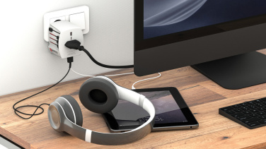 Logotrade promotional items photo of: SKROSS World Travel Adapter MUV 2-pole with USB A and C