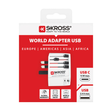 Logotrade corporate gift image of: SKROSS World Travel Adapter MUV 2-pole with USB A and C