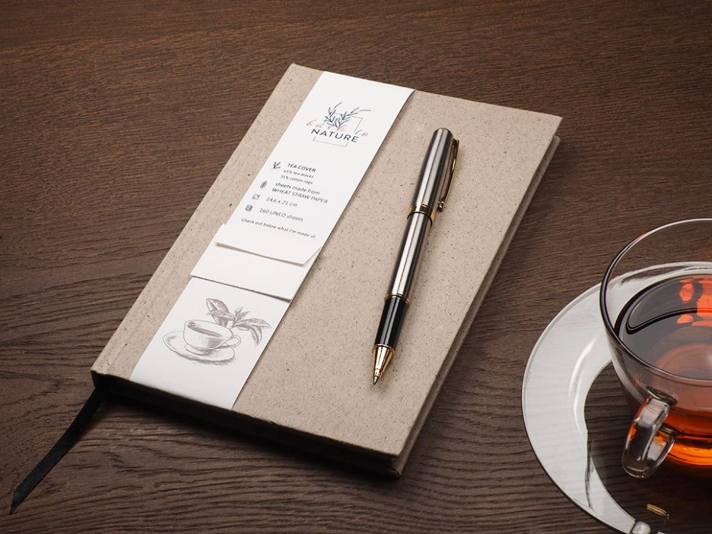Logo trade promotional item photo of: Recycled Tea Notebook 209734000