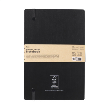 Logo trade promotional merchandise image of: Bamboo Journal Naked Spine Paper Notebook Black A5