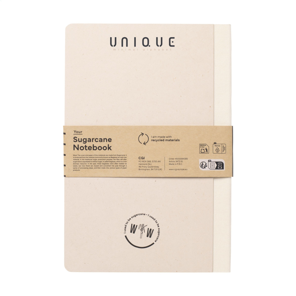 Logo trade advertising products image of: Sugarcane Paper Notebook A5