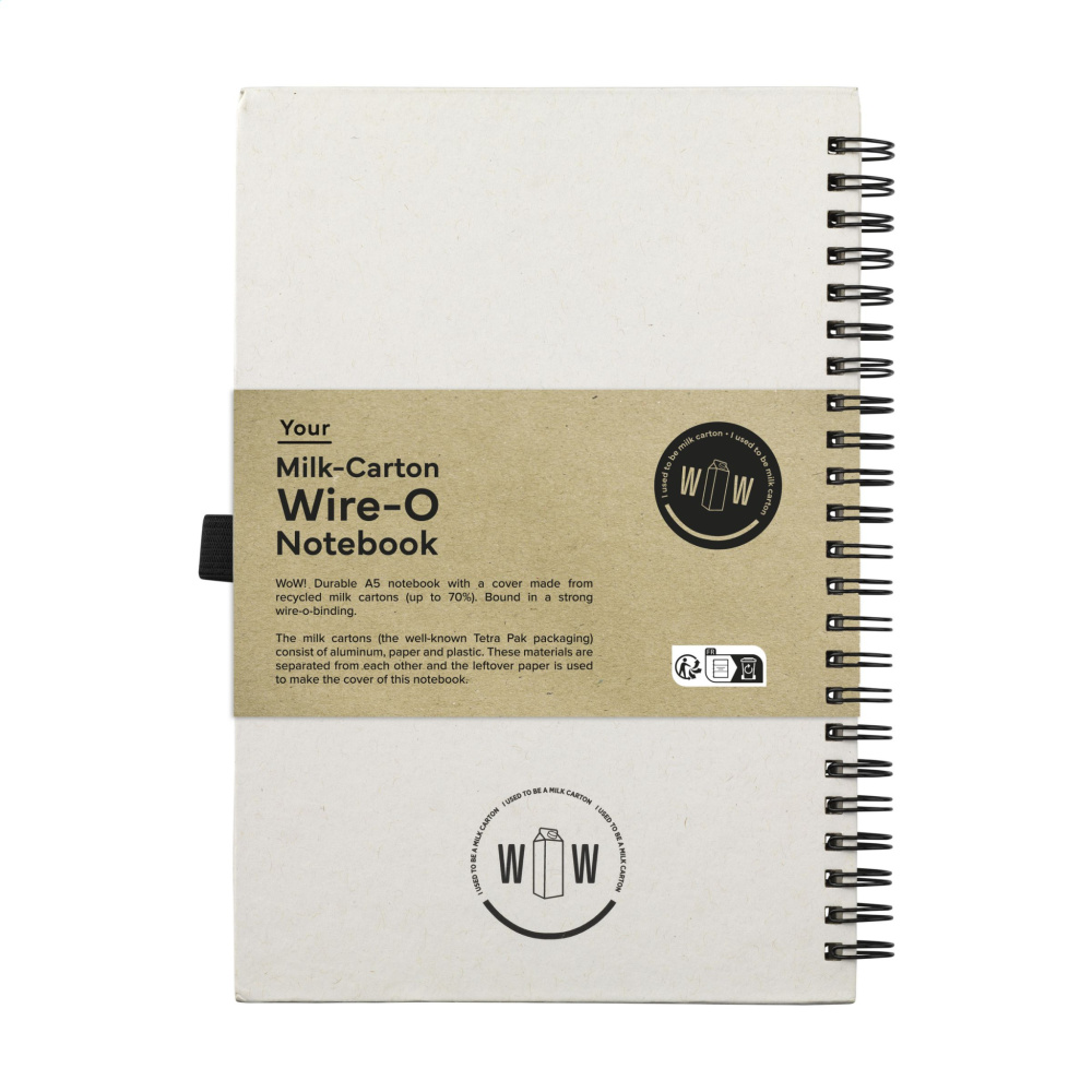 Logotrade advertising product image of: Milk-Carton Wire-O Paper Notebook A5