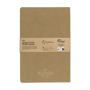 Logo trade promotional gift photo of: Paper Notebook GRS Washable Kraft Cover A5