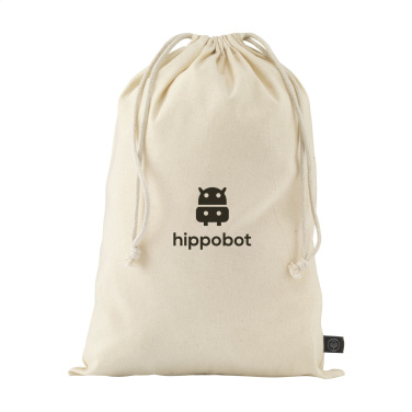 Logo trade promotional merchandise photo of: Gift Pouch Natural GRS Recycled Cotton (150 g/m²) L