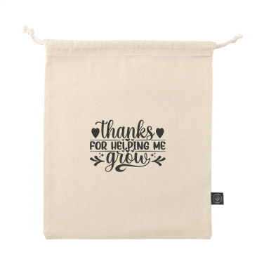 Logo trade promotional item photo of: Gift Pouch Natural GRS Recycled Cotton (150 g/m²) M