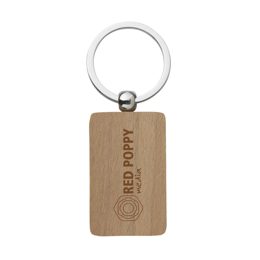 Logo trade corporate gifts picture of: WoodKey Rectangle keychain