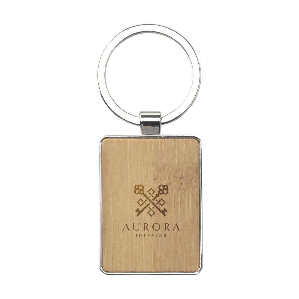 Logo trade promotional gift photo of: Bamboo Key Rectangle keyring