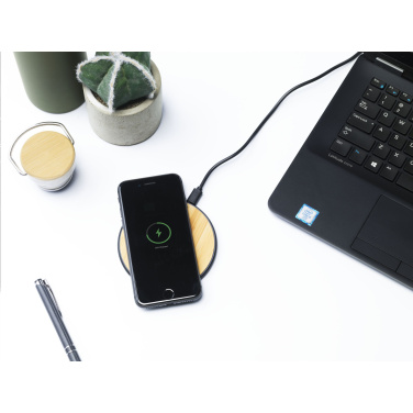 Logo trade corporate gifts picture of: Bamboo 10W Wireless Charger wireless fast charger