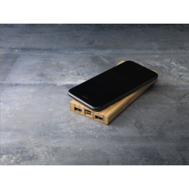 Logo trade promotional giveaway photo of: Bamboo 8000 Wireless Powerbank wireless charger